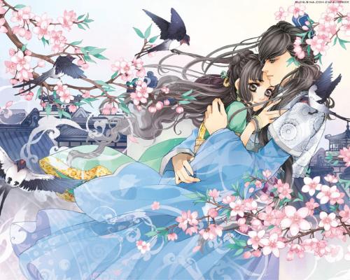 一男子和一女子拔萝卜